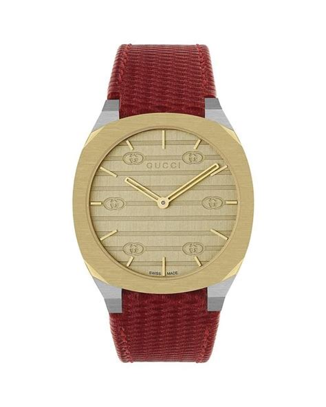 gucci goldtone stainless steel & leather-strap watch|Gucci stainless steel watch women's.